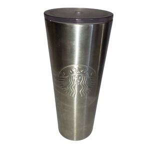 2019 Starbucks Brushed Silver Stainless Steel Venti Tumbler Cold Cup 24 oz